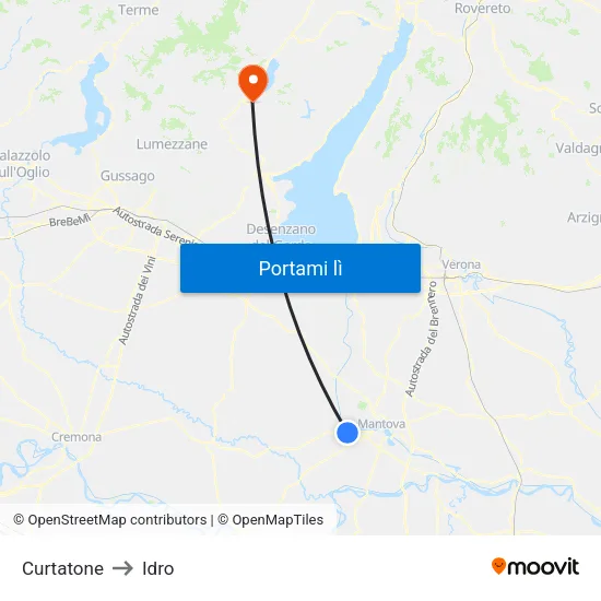 Curtatone to Idro map