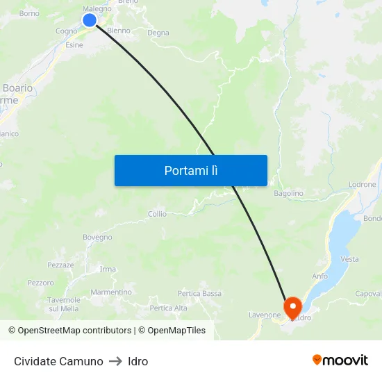 Cividate Camuno to Idro map