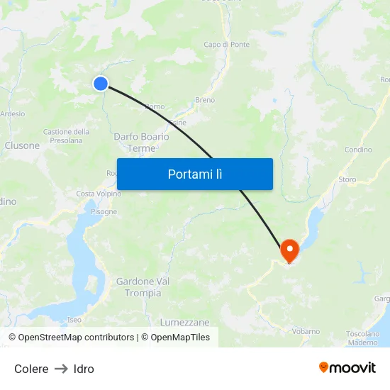 Colere to Idro map