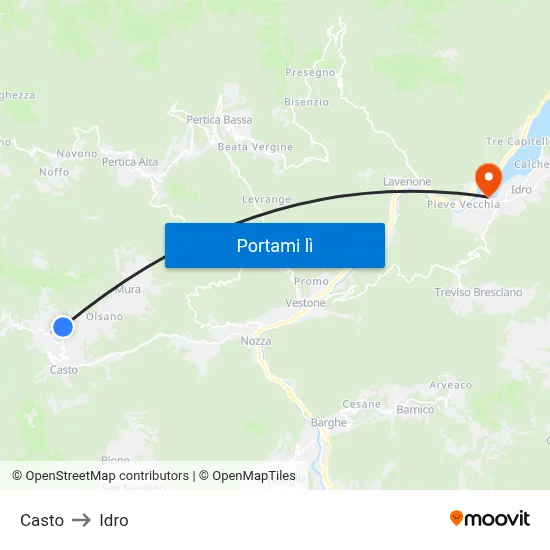 Casto to Idro map