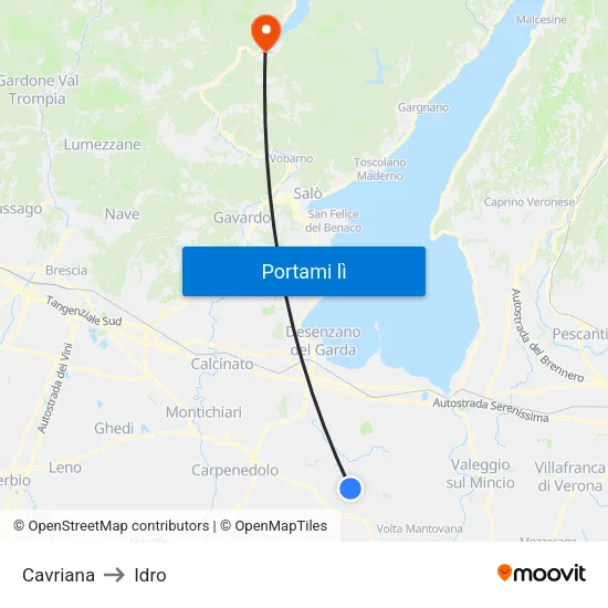 Cavriana to Idro map