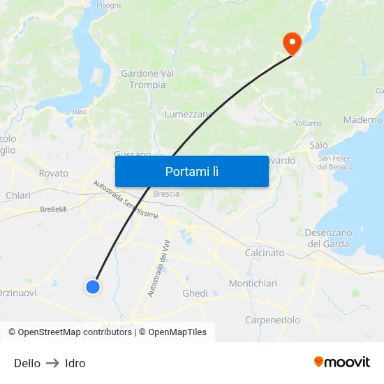 Dello to Idro map