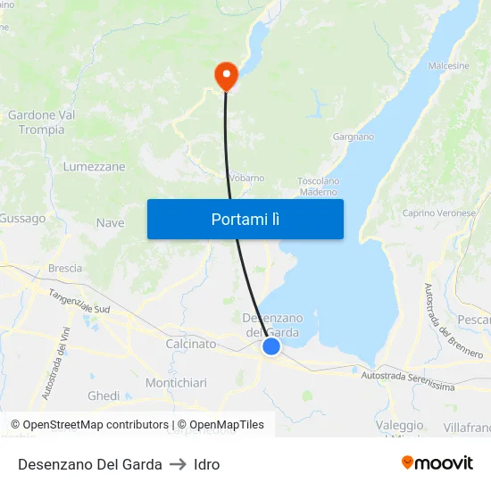 Desenzano Del Garda to Idro map
