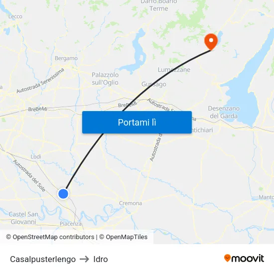 Casalpusterlengo to Idro map