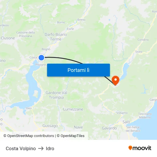 Costa Volpino to Idro map