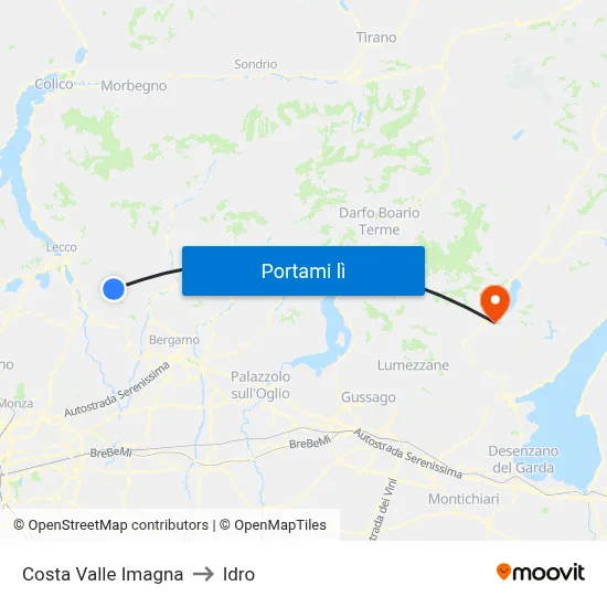 Costa Valle Imagna to Idro map