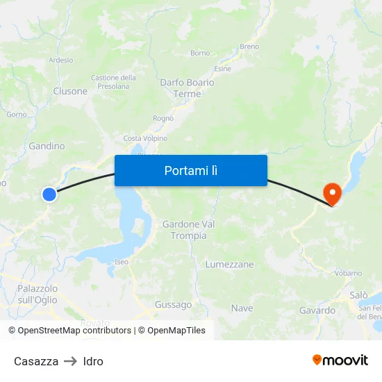 Casazza to Idro map