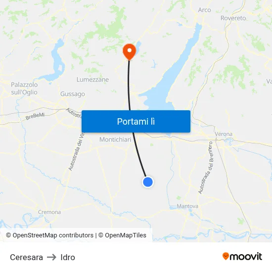 Ceresara to Idro map