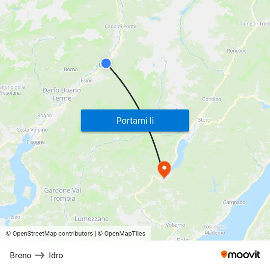 Breno to Idro map