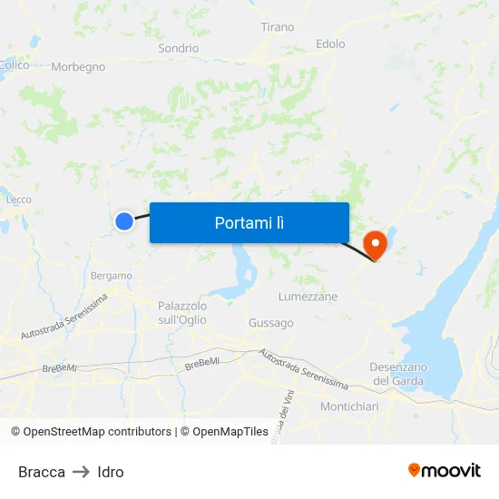 Bracca to Idro map