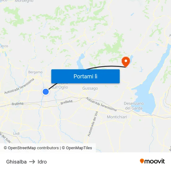 Ghisalba to Idro map