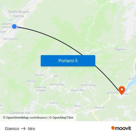 Gianico to Idro map