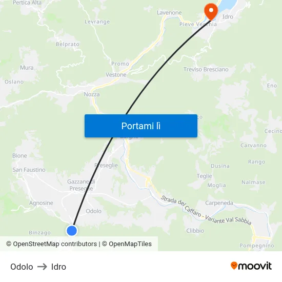 Odolo to Idro map