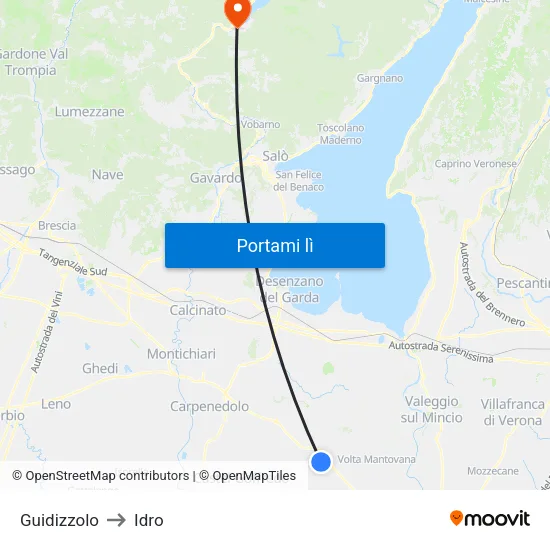 Guidizzolo to Idro map