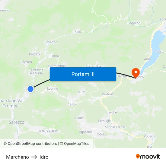Marcheno to Idro map