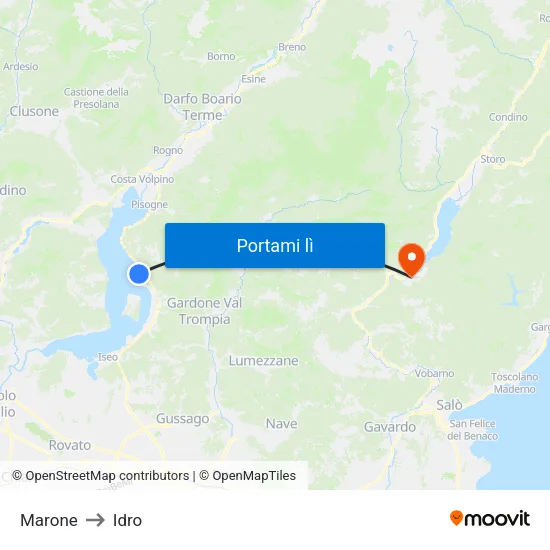 Marone to Idro map