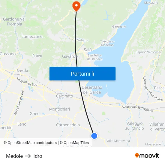 Medole to Idro map