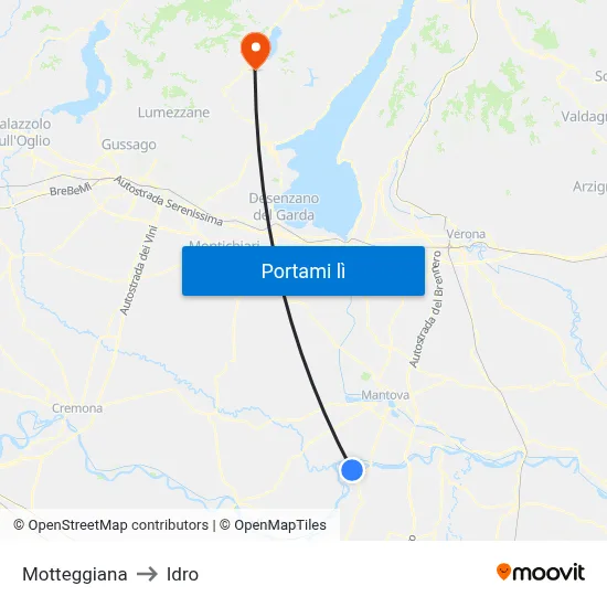 Motteggiana to Idro map