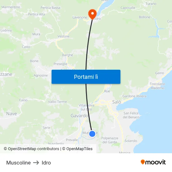 Muscoline to Idro map