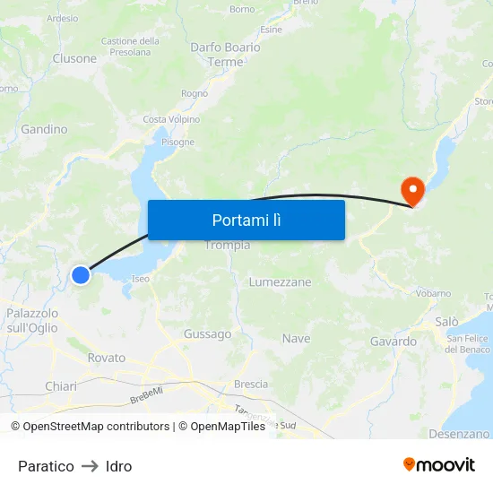 Paratico to Idro map