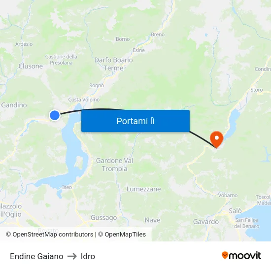 Endine Gaiano to Idro map