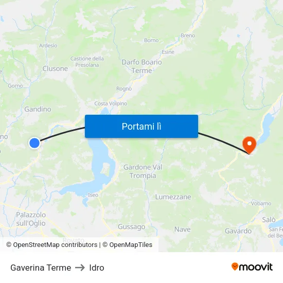 Gaverina Terme to Idro map