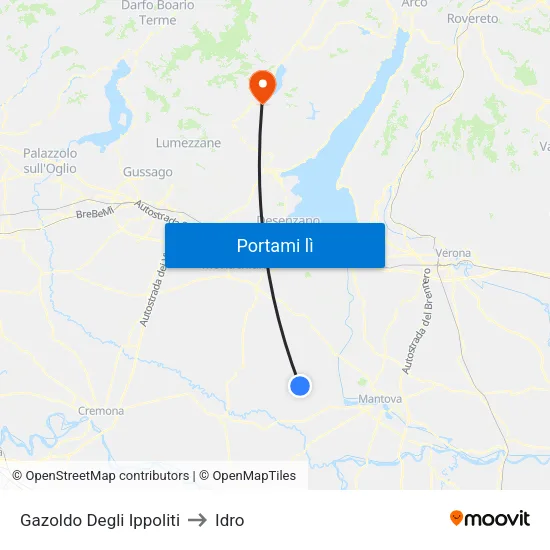 Gazoldo Degli Ippoliti to Idro map