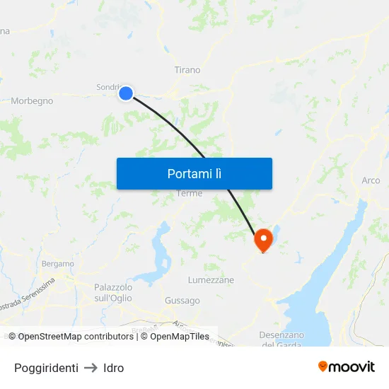 Poggiridenti to Idro map