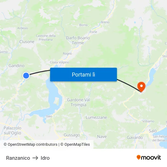 Ranzanico to Idro map