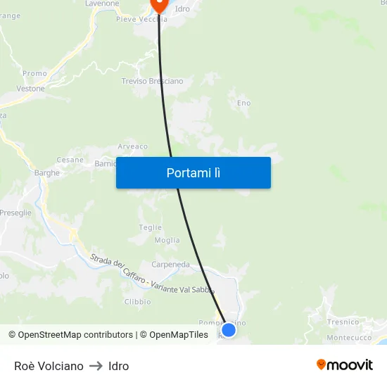 Roè Volciano to Idro map