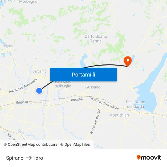 Spirano to Idro map