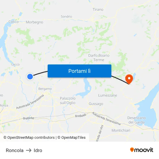 Roncola to Idro map