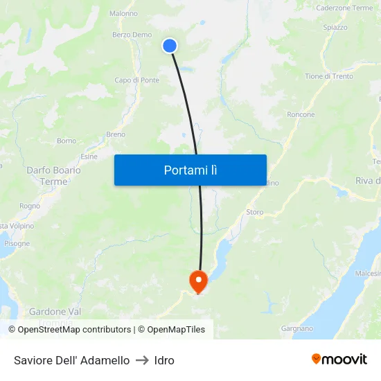 Saviore Dell' Adamello to Idro map