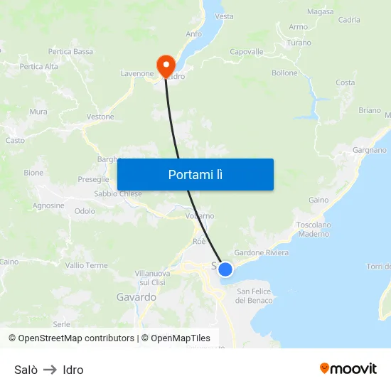 Salò to Idro map
