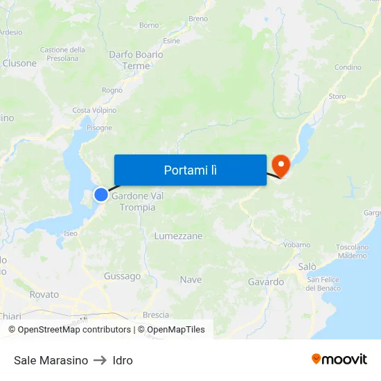 Sale Marasino to Idro map