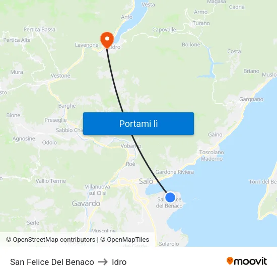 San Felice Del Benaco to Idro map