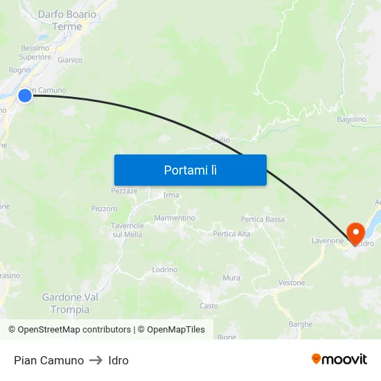 Pian Camuno to Idro map