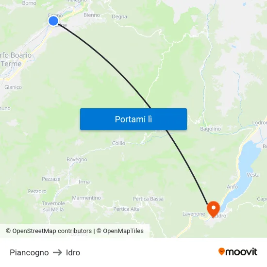 Piancogno to Idro map
