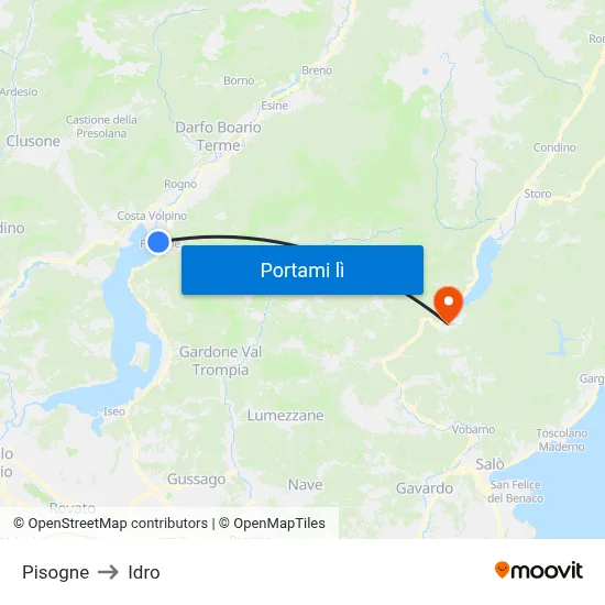 Pisogne to Idro map