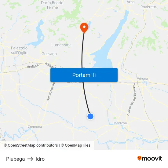 Piubega to Idro map