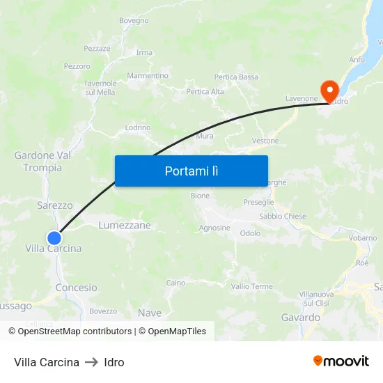 Villa Carcina to Idro map