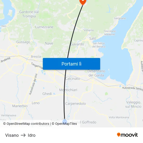 Visano to Idro map
