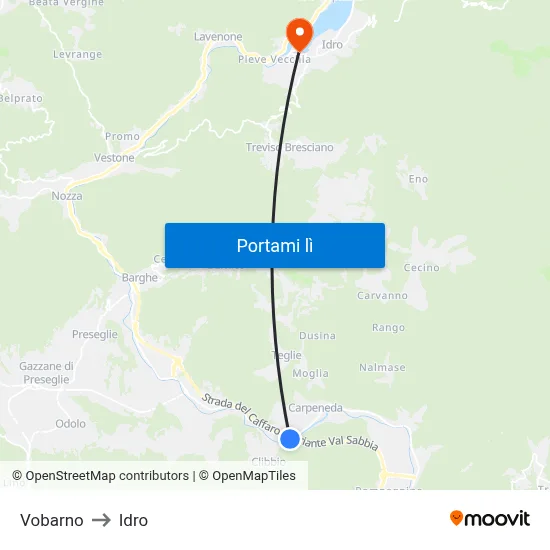 Vobarno to Idro map