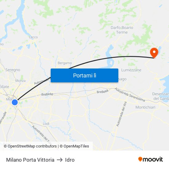 Milano Porta Vittoria to Idro map