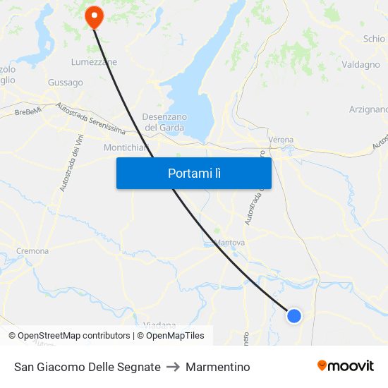 San Giacomo Delle Segnate to Marmentino map