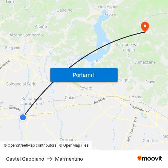 Castel Gabbiano to Marmentino map