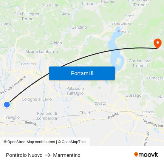 Pontirolo Nuovo to Marmentino map