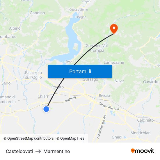 Castelcovati to Marmentino map