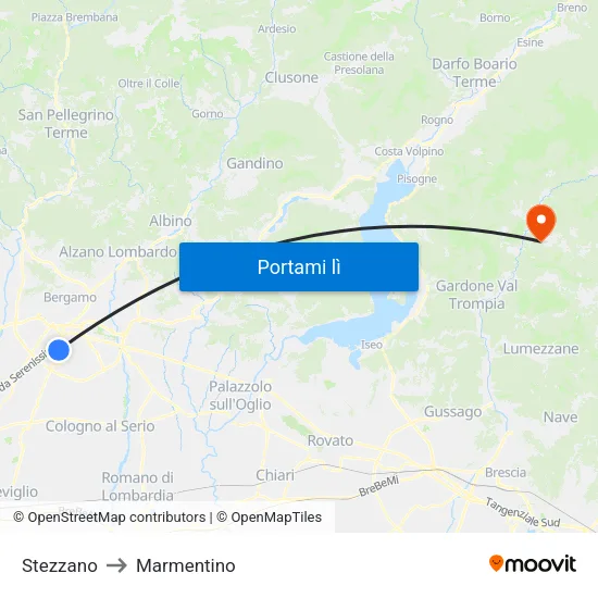 Stezzano to Marmentino map