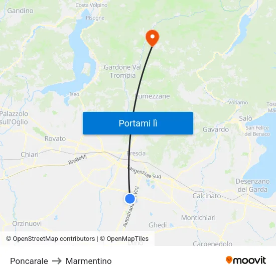 Poncarale to Marmentino map